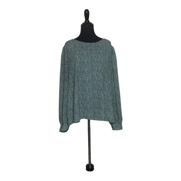 All in Favor green white print long sleeves tunic Blouse size XXL - Picture 11 of 11